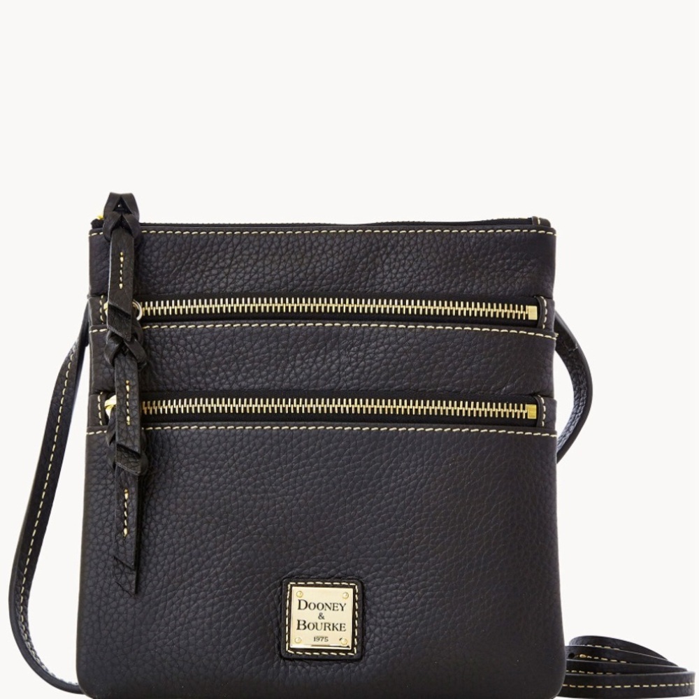 Dooney & Bourke Navy Pebble Grain North South Triple Zip